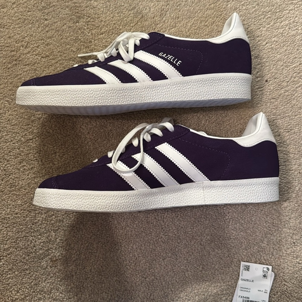 NWT Adidas Gazelle Sneakers Dark Purple Size MENS 9/WOMENS 10.5 - Picture 7 of 7